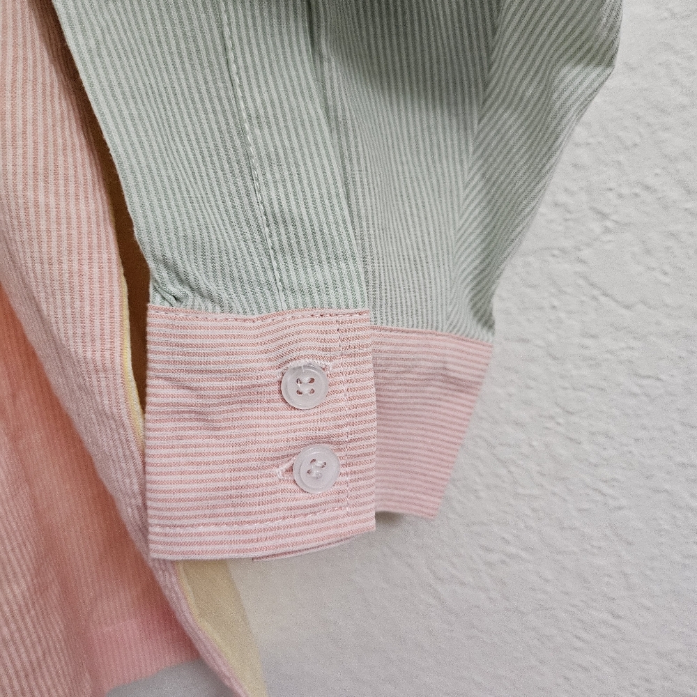 Mable Top Womens‎ Medium Large M/L Pastel Striped Button-Up Relaxed Fit Shirt - Picture 5 of 10